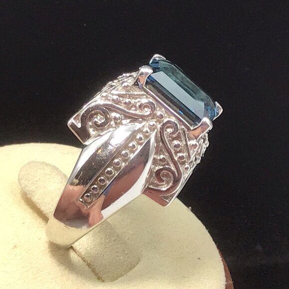 London Blue Topaz Sterling Silver Ring Size 8.75 - Picture 2 of 9